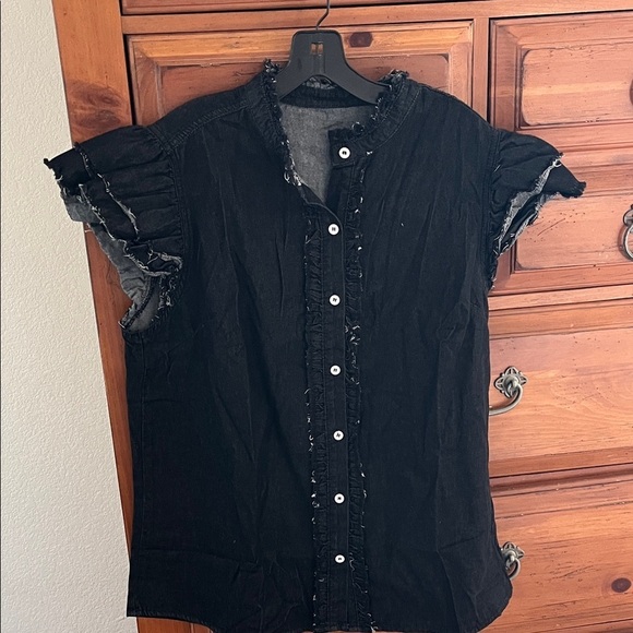 Tops - Stylish Black Button Down Women's Shirt Size XL NWOT